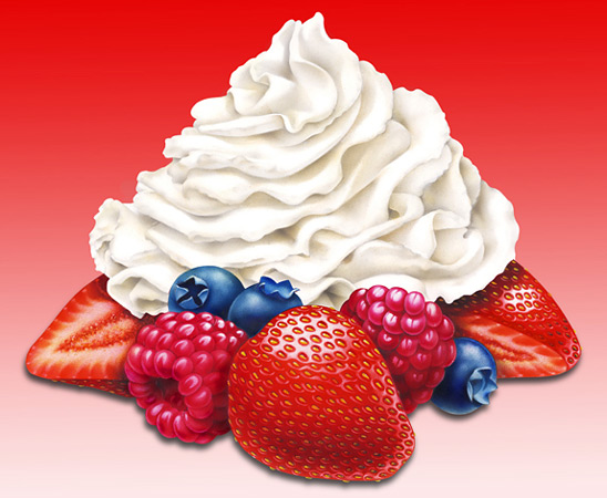 Lori Anzalone Illustration - Food Illustrator of whipped cream fruit