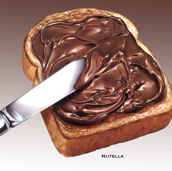 Lori Anzalone Illustration - Food Illustrator of Chocolate spreading on toast with knife