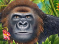 Nature Illustration of gorilla ape in jungle forest