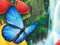 Nature Illustration of grapefruit jungle waterfall landscape