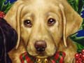 Nature Illustration of cute puppies christmas present