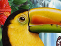 Nature Illustration of toucans in jungle stock