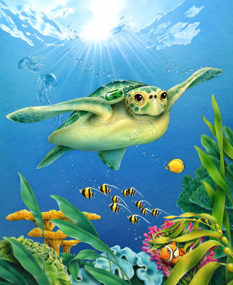 Lori Anzalone Illustration - Nature Illustrator of Sea Turtle 60-piece puzzle