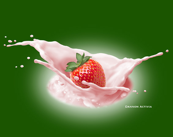 Lori Anzalone Illustration - Photo Based Illustrator of strawberry falling into cream splash
